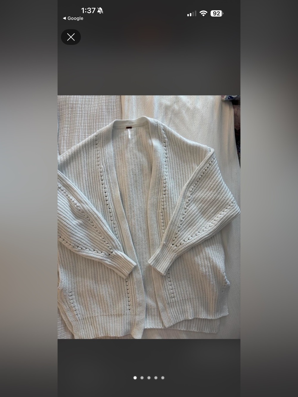Free People Open-Front Cream Knit Cardigan
